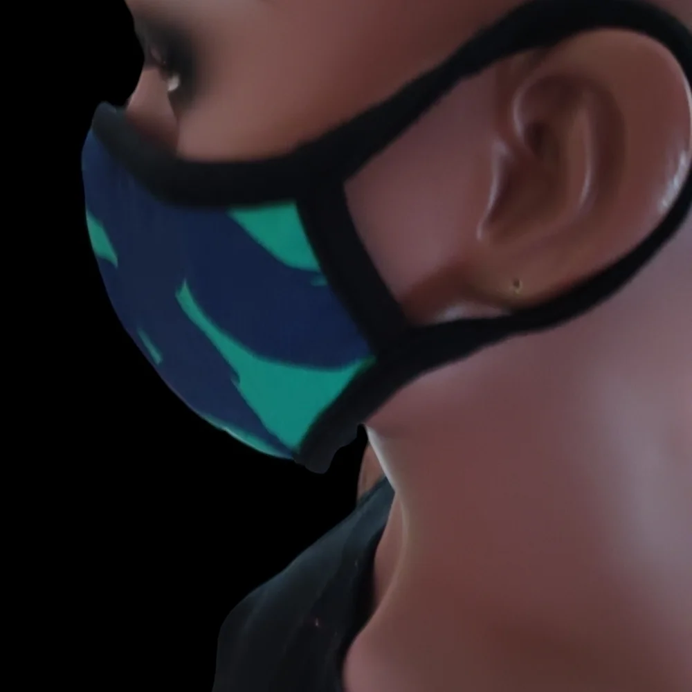 Unisex Blue Green Face Mask Breathable Lightweight